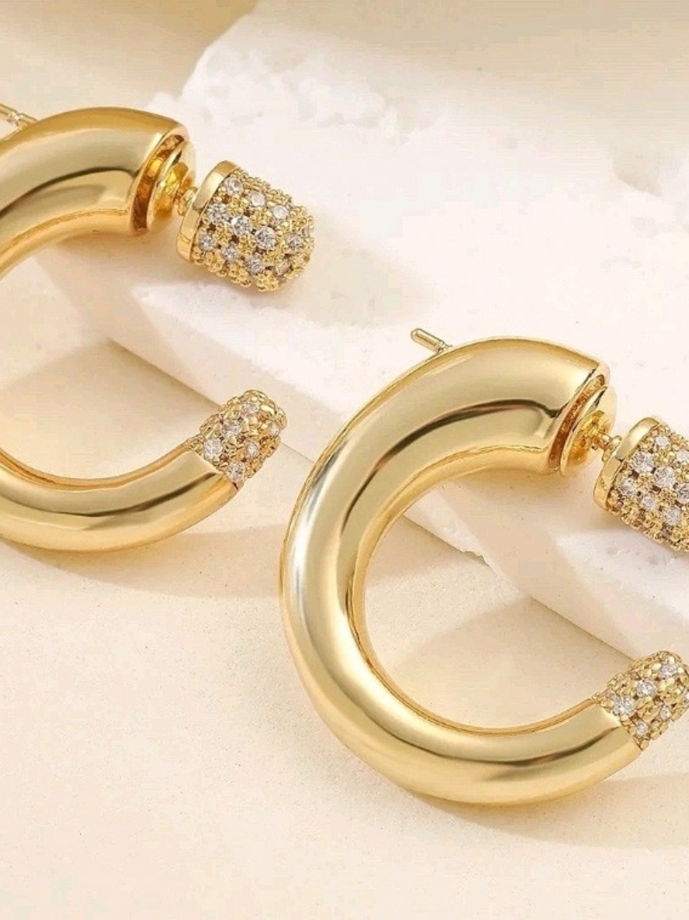 Alexis Bittar Gold Pavé Tubular Hoop Earrings